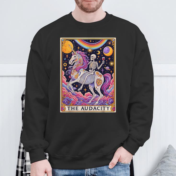 The Audacity Tarotkarte Regenbogen Skelett Einhorn Liebhaber Sweatshirt Geschenke für alte Männer