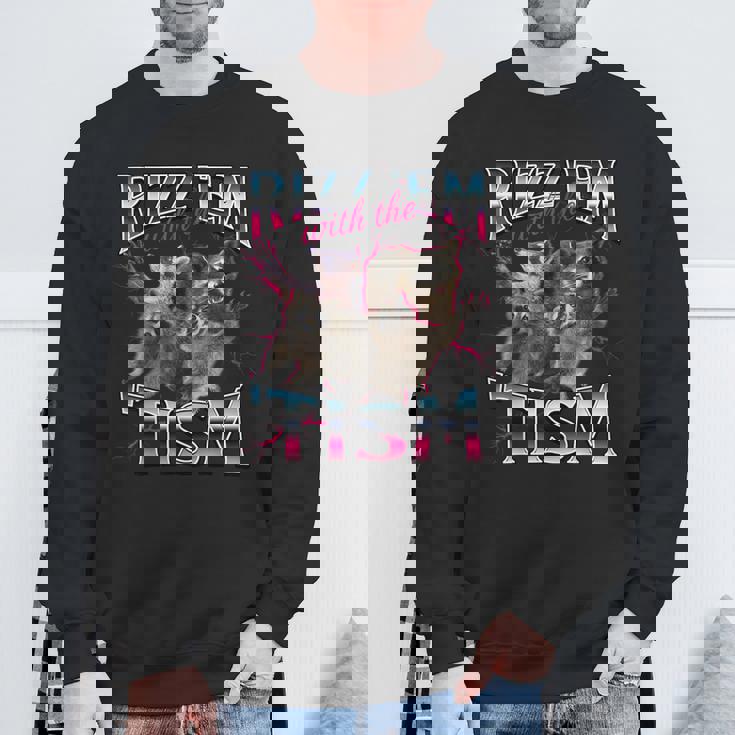 Autism Rizz Em With The Tism Meme Autistic Racoon Sweatshirt Gifts for Old Men