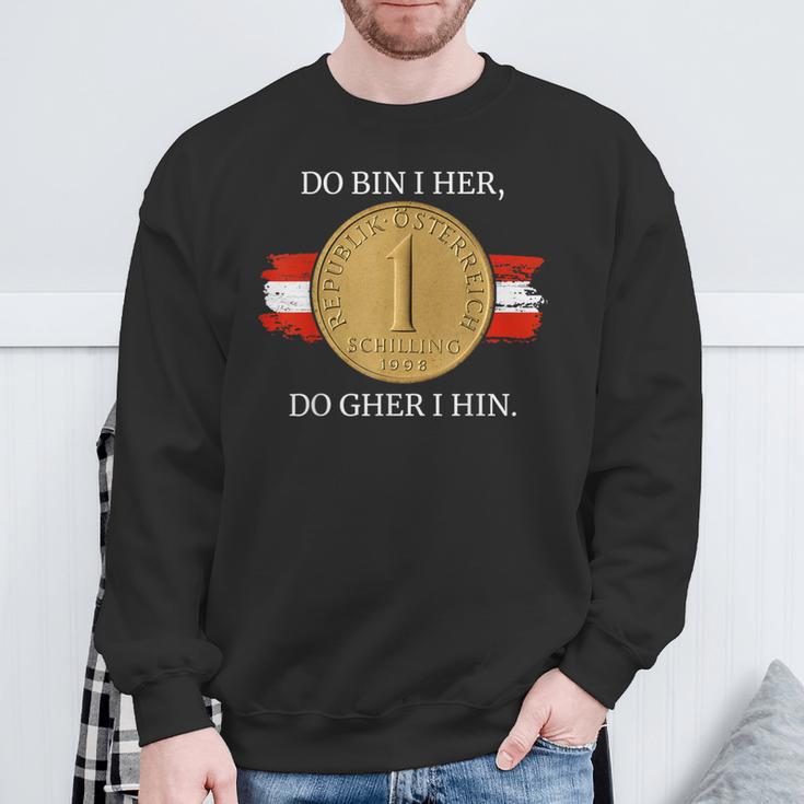 Do Bin I Her Austria Schilling Austrian Flag Sweatshirt Geschenke für alte Männer