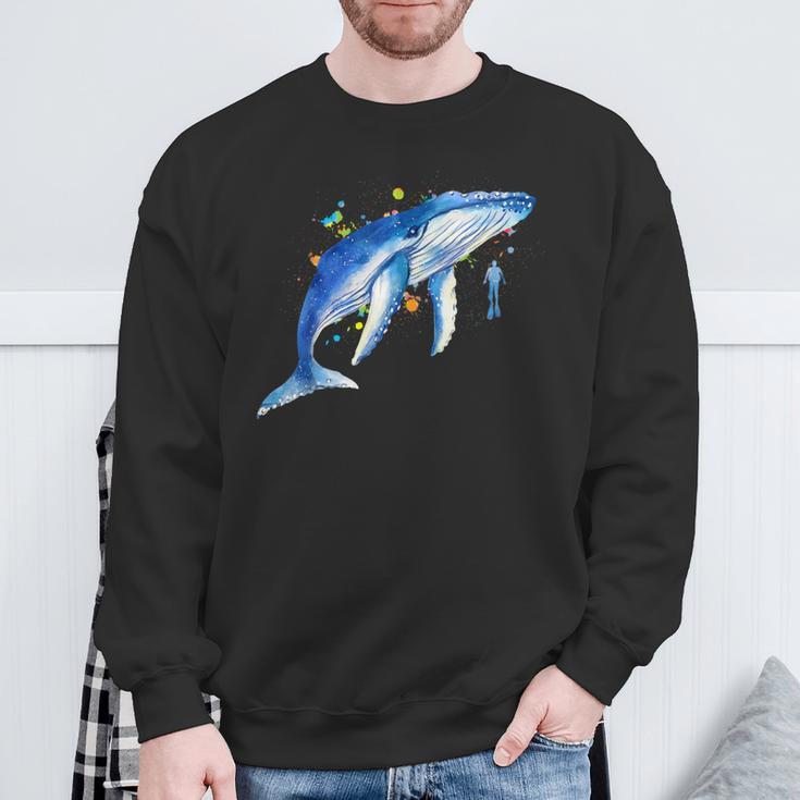 Blue Whale Diver Whale Sweatshirt Geschenke für alte Männer