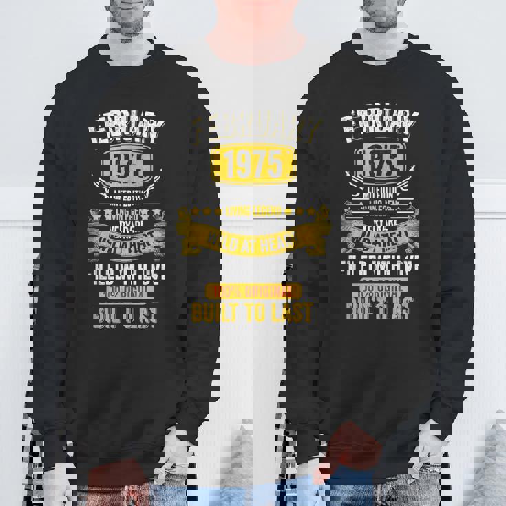 Born In February 1975 Vintage February 1975 Birthday Sweatshirt Gifts for Old Men