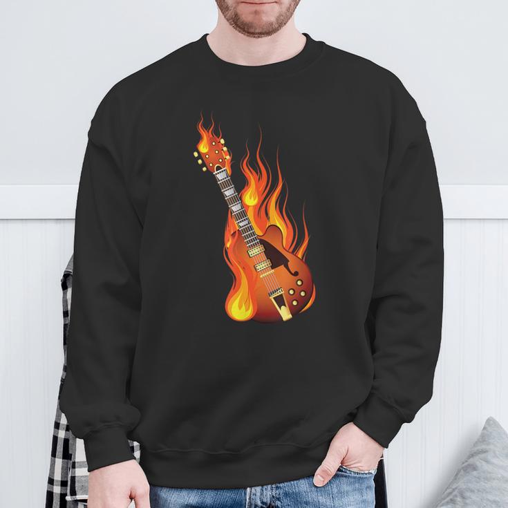 Brennede Rock Guitar Heavy Metal Music Sweatshirt Geschenke für alte Männer