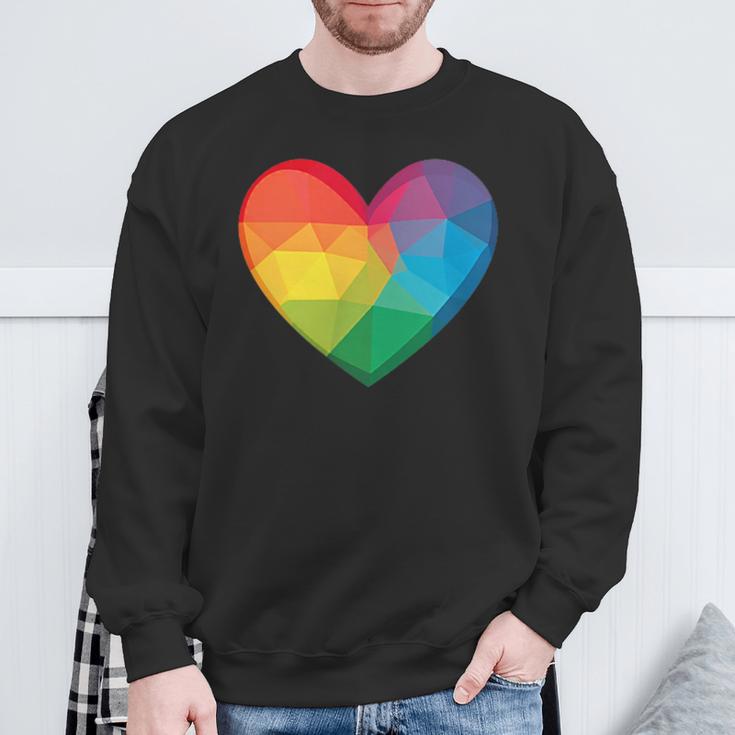 Buntes Herz Regenbogen Sweatshirt Geschenke für alte Männer