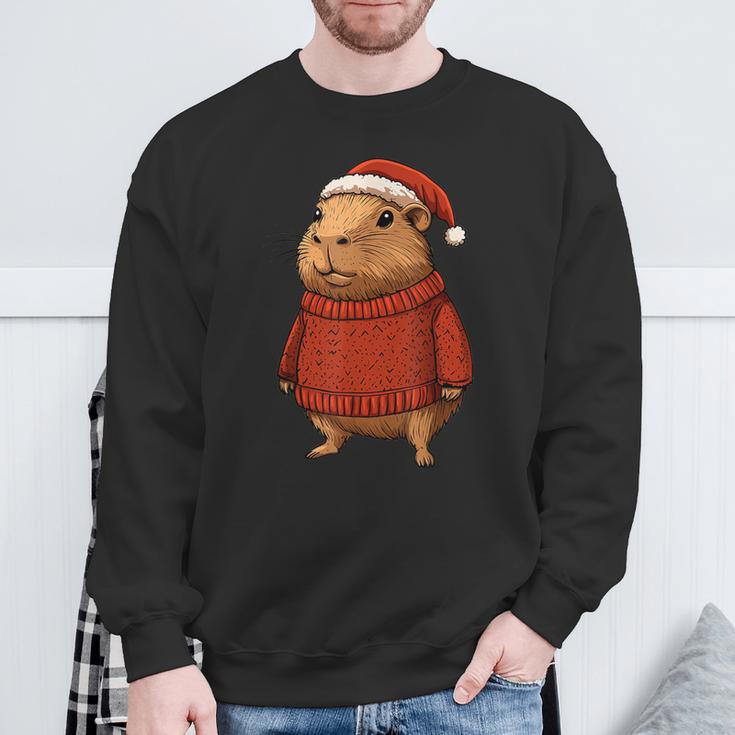 Capybara Ugly Sweater Santa Hat Christmas Sweatshirt Geschenke für alte Männer