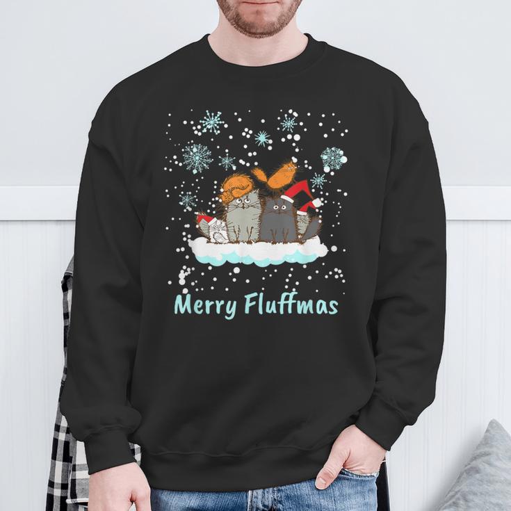 Christmas I Merry Fluffmas I Christmas Cats Cat Sweatshirt Geschenke für alte Männer