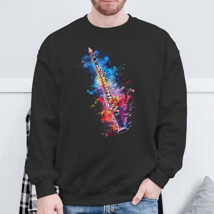 Clarinet Instrument On Colourful Painted Clarinet Sweatshirt Geschenke für alte Männer