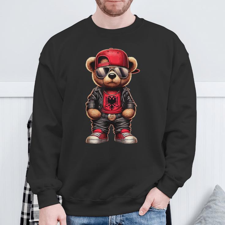 Cool Albanian Teddy Bear Albania Flag Outfit Street Sweatshirt Geschenke für alte Männer