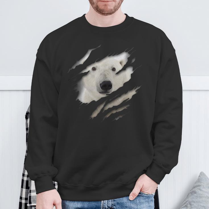 Cute Polar Bear Face Animal Rider Polar Bear Ripped Sweatshirt Geschenke für alte Männer