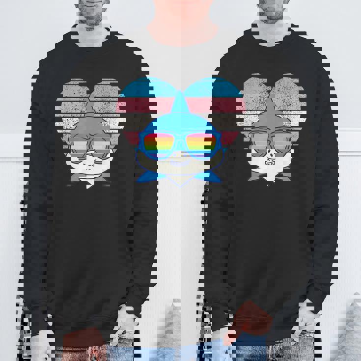 Cute Shark Pride Trans Flag Rainbow Sunglasses LGBTQ Sweatshirt Gifts for Old Men