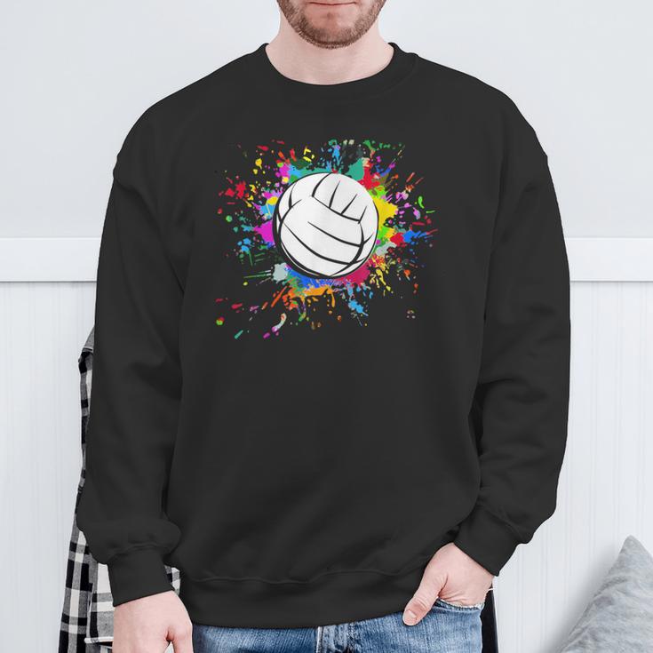 Cuteolleyball Ball Watercolor Colorful Paint Splash Sweatshirt Geschenke für alte Männer