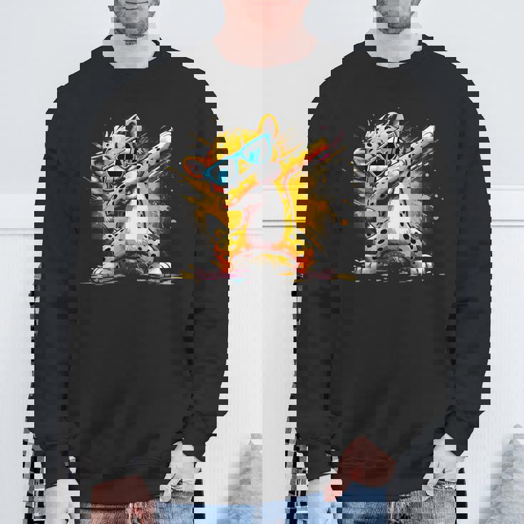 Dabbing Cheetah Sunglasses Cheetah Animal Colorful Sweatshirt Gifts for Old Men