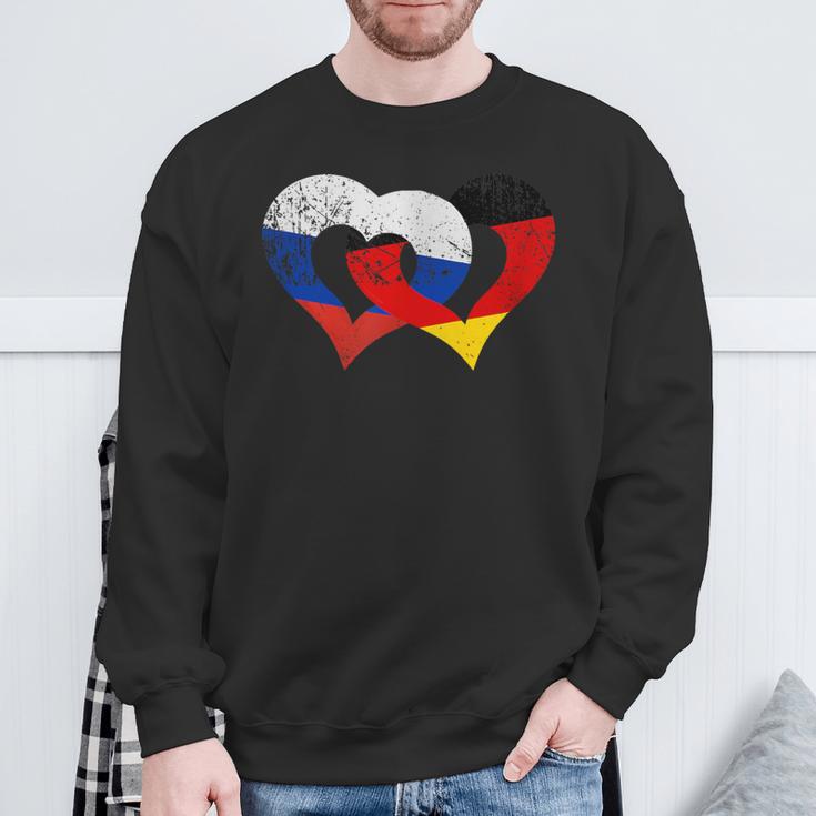 Deutschland Russland Freundschaft Frieden Herzkette Sweatshirt Geschenke für alte Männer