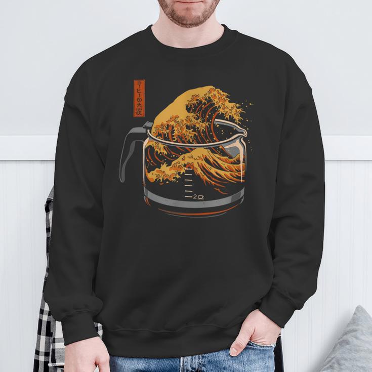 Die Große Welle Des Kaffees Sweatshirt Geschenke für alte Männer