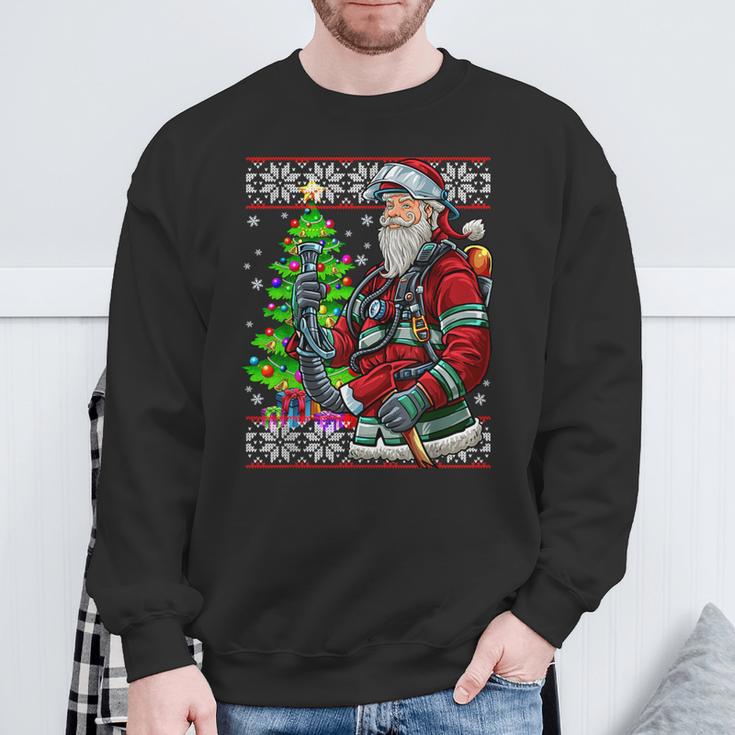 Fireman Santa Claus Fire Brigade Ugly Christmas Sweatshirt Geschenke für alte Männer