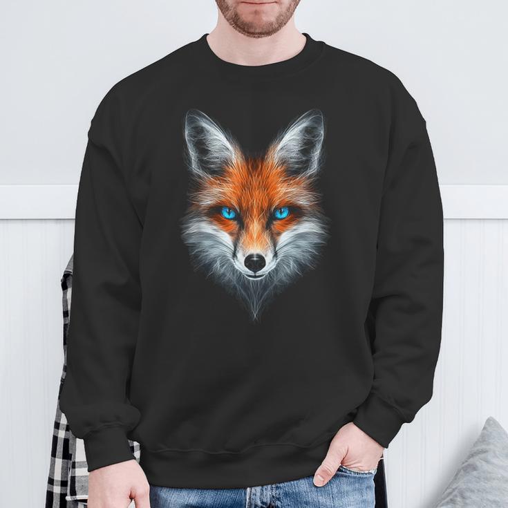 Fox Animal Blue Eyes Illustration Fox Sweatshirt Geschenke für alte Männer