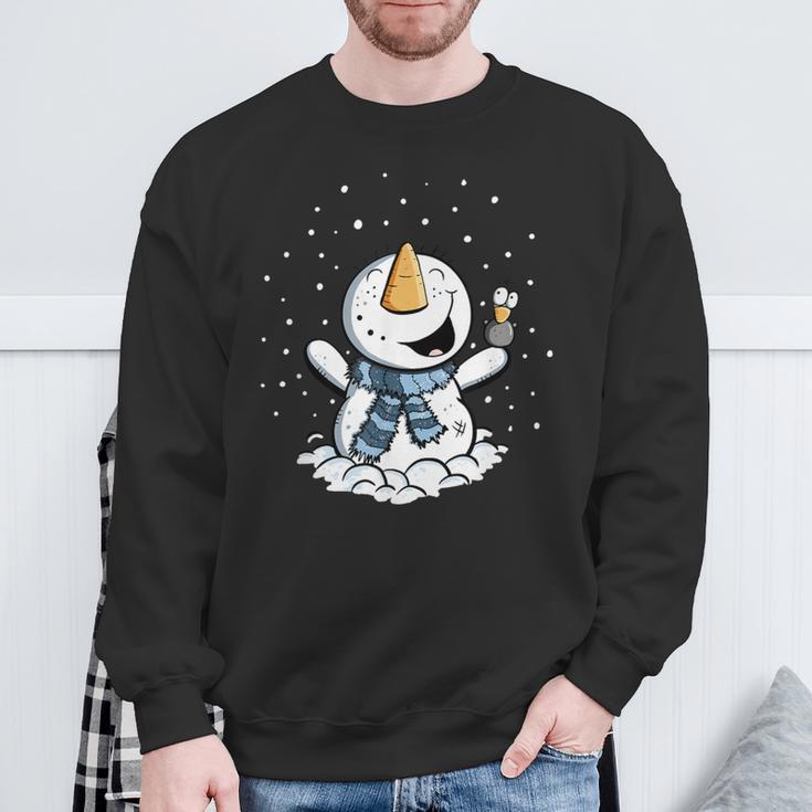 Froher Schneemann Im Schnee Winter Sweatshirt Geschenke für alte Männer