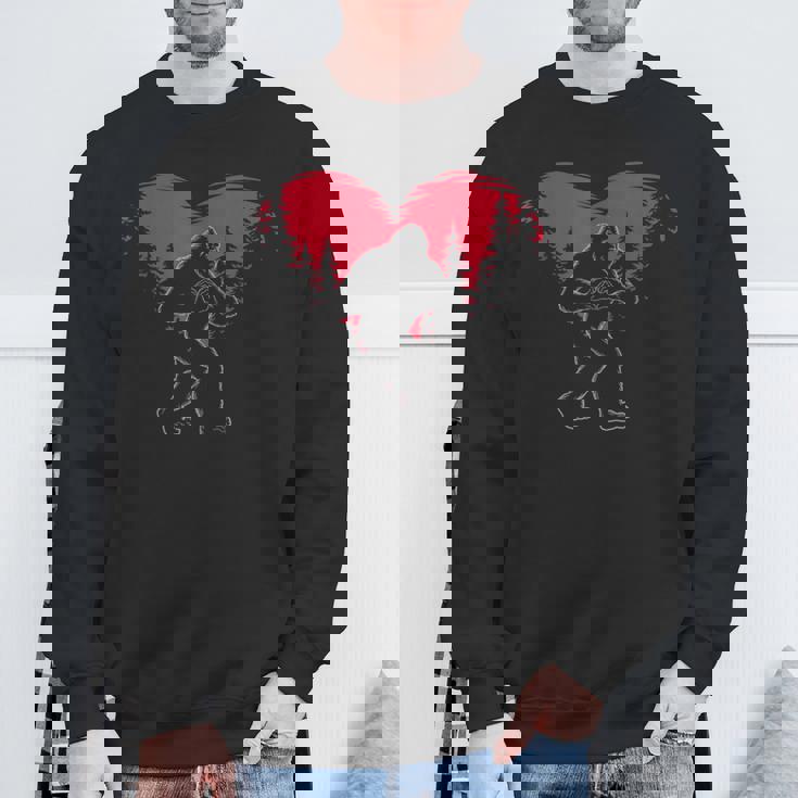 Bigfoot In Love Heart Happy Valentine's Day Sweatshirt Gifts for Old Men
