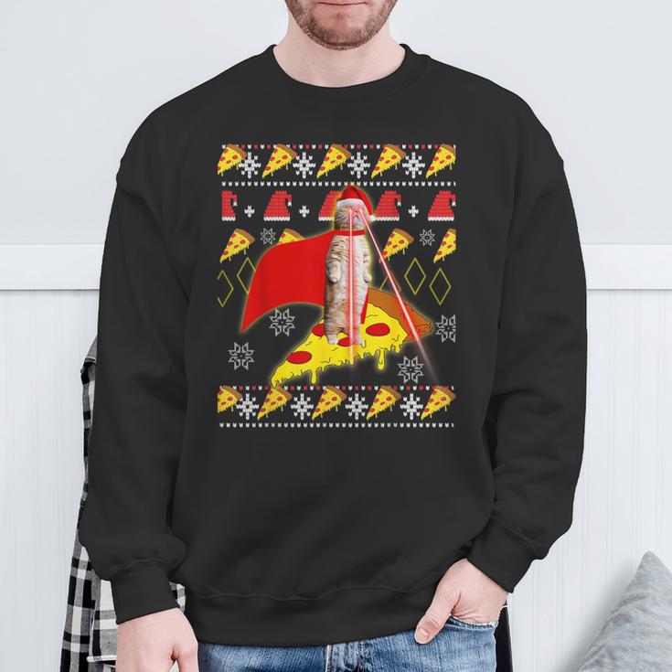 Cat Pizza Ugly Christmas Jumper Party Outfit Sweatshirt Geschenke für alte Männer