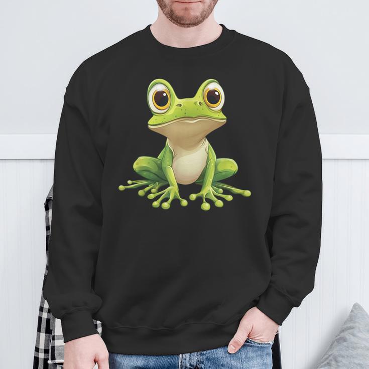 Frog With Big Eyes Frog Motif Sweatshirt Geschenke für alte Männer