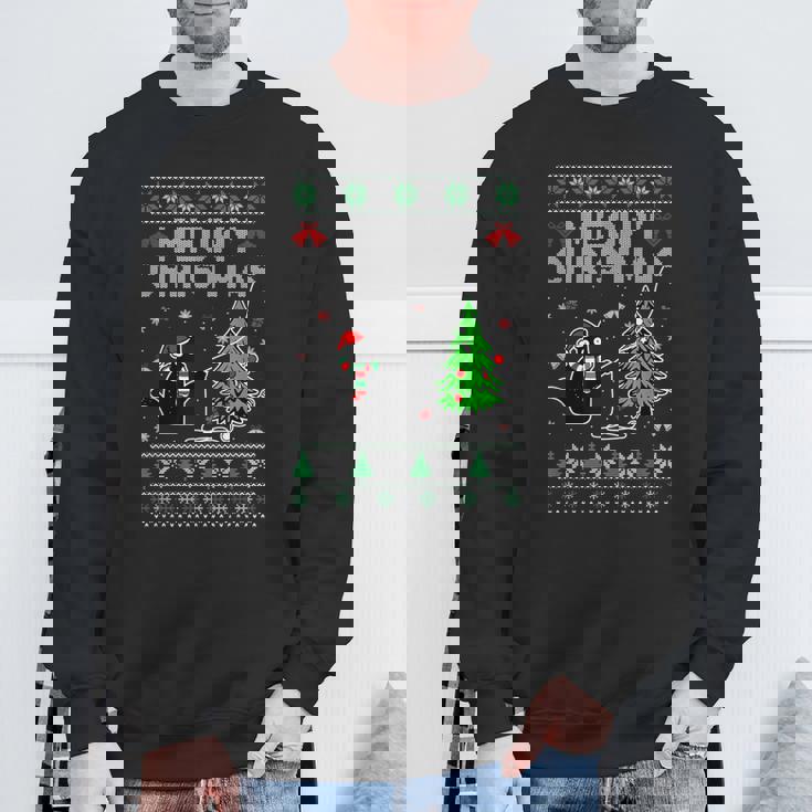 Meowy Christmas Cats Lovers Ugly Xmas Holiday Sweater Sweatshirt Gifts for Old Men