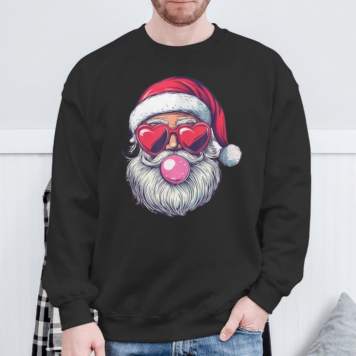 Santa Heart Sunglasses Bubblegum Christmas Santa Sweatshirt Geschenke für alte Männer