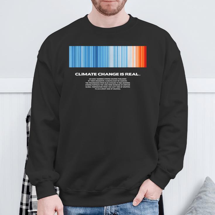 Global Warming Blue Red Stripe Climate Change Is Real Stop Sweatshirt Geschenke für alte Männer