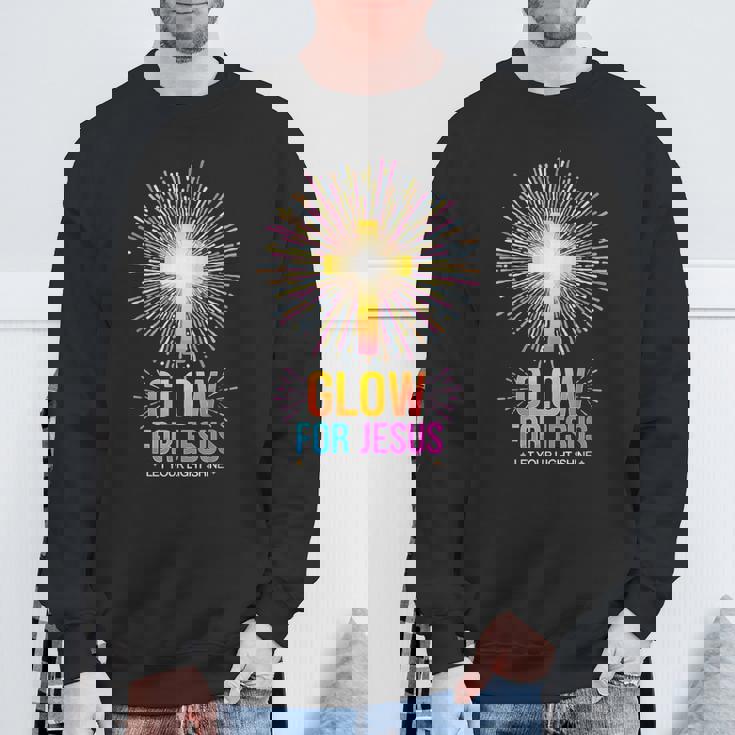 Glow For Jesus Let Your Light Shine Sweatshirt Gifts for Old Men
