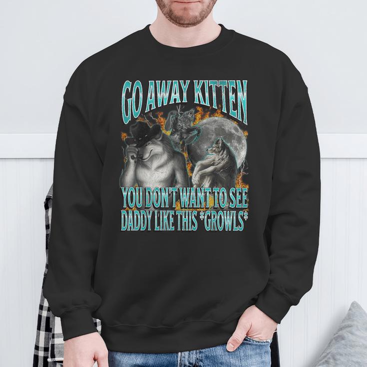 Go Away Kitten Offensive Werewolf Meme Bootleg Graphic Sweatshirt Geschenke für alte Männer