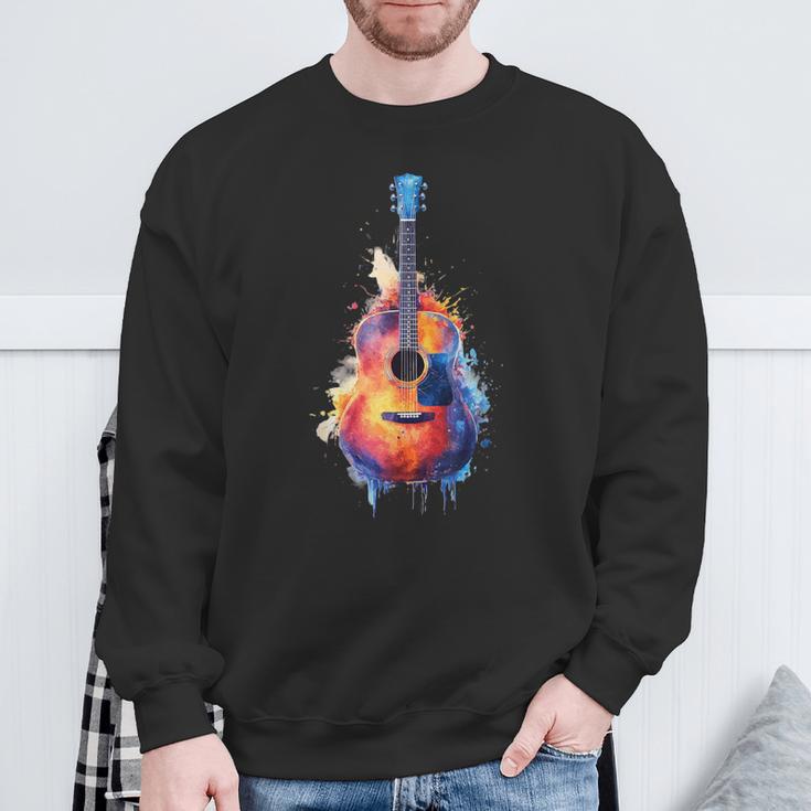 Guitar Splash Watercolour For Guitarists Electric Guitars Sweatshirt Geschenke für alte Männer