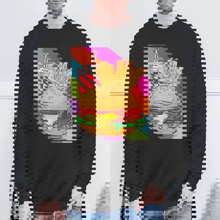 Hamburger Cheeseburger Burger Fritten Pommes Frites Sweatshirt Geschenke für alte Männer