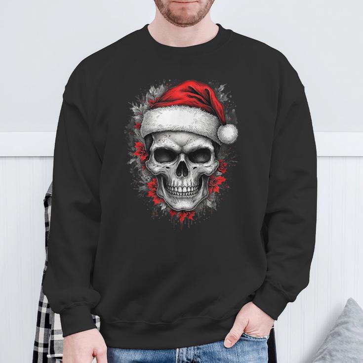 Heavy Xmas Skull With Santa Hat Ugly Hohoho Ho Sweatshirt Geschenke für alte Männer