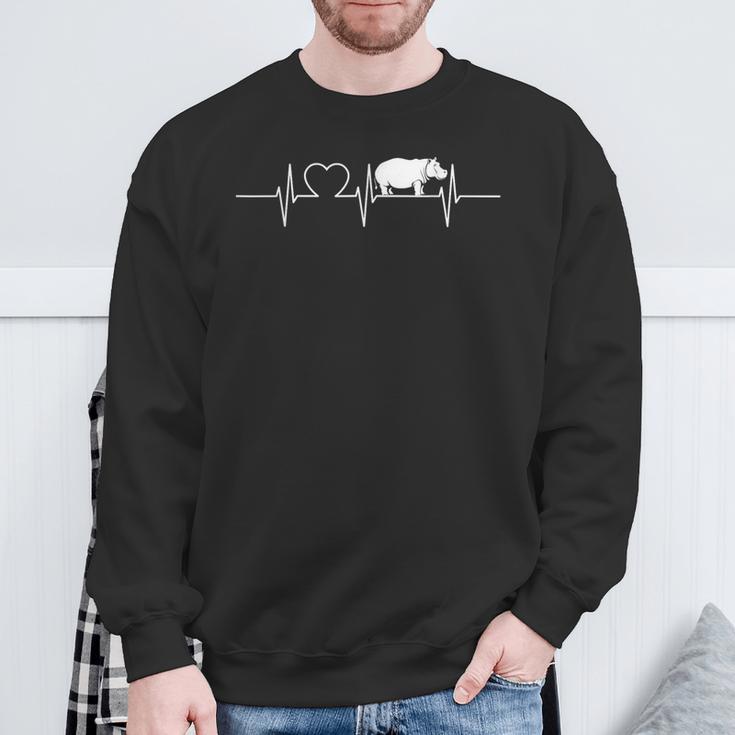 Hippo Heartbeat Hippo Hippo Sweatshirt Geschenke für alte Männer