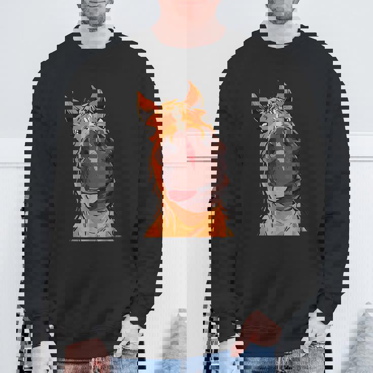 Horse Face Close Up Rider Horse Riding Sweatshirt Gifts for Old Men