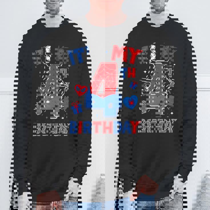 It's My 4Th Birthday Spider Boy Birthday Theme Party Sweatshirt Gifts for Old Men