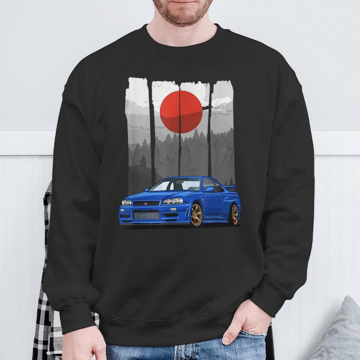 Jdm Skyline 34 Car Tuning Japan Rising Sun Drift Sweatshirt Geschenke für alte Männer