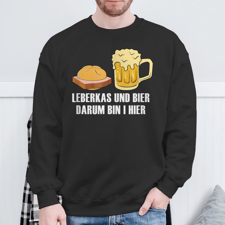 Leberkas Und Bier Darum Bin I Hier Leberkäse Sauf Slogan Sweatshirt Geschenke für alte Männer