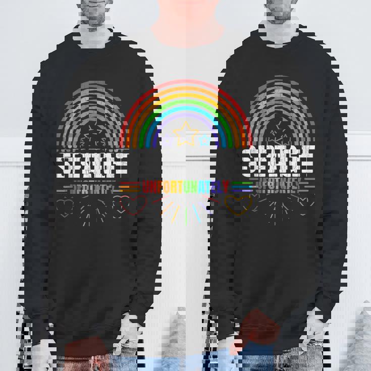 LGBTQ Gay Lesbian Straight Unfortunately Pride Graphic Sweatshirt Gifts for Old Men