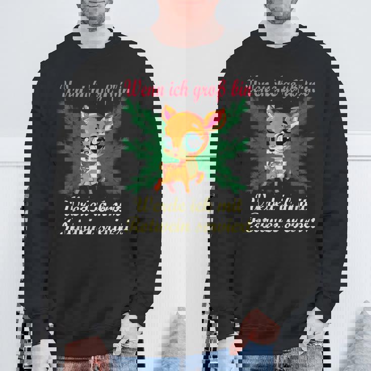 Liebe Zur Weihnachtszeit Reh Kitz Rehkitz Rotwein Tannen Sweatshirt Geschenke für alte Männer