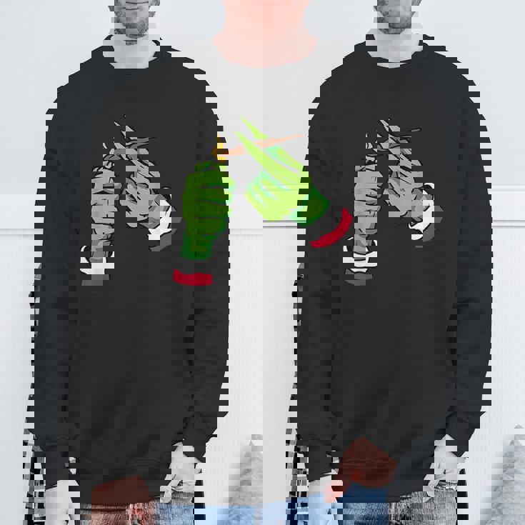 Light Up Some Christmas Spirit Christmas Green Hand Party Sweatshirt Gifts for Old Men