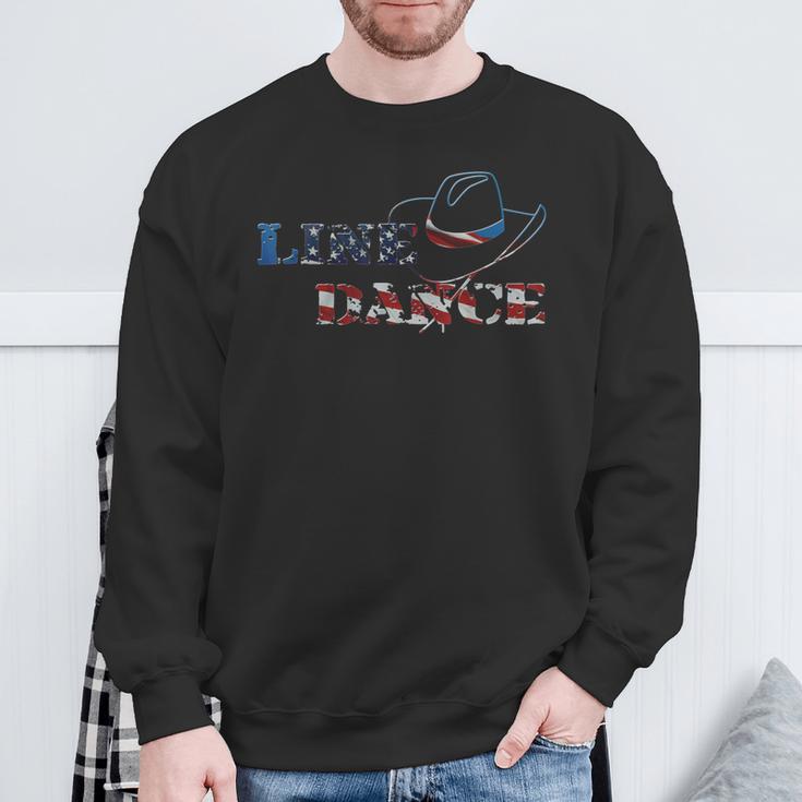 Line Dance Cowboy Hat Usa Flag S Sweatshirt Geschenke für alte Männer