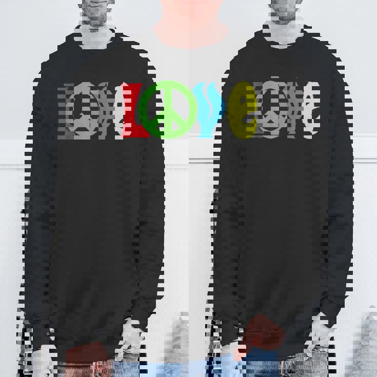Love Peace Sign Symbol World Planet Freedom Hippie Kindness Sweatshirt Gifts for Old Men