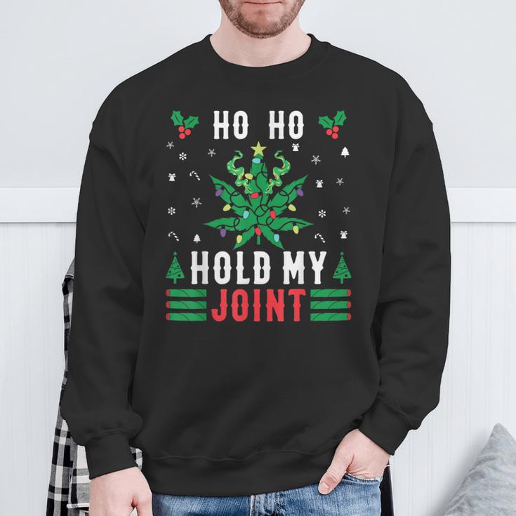 Marijuana Ho Ho Hold My Joint Ugly Christmas Jumper Sweatshirt Geschenke für alte Männer