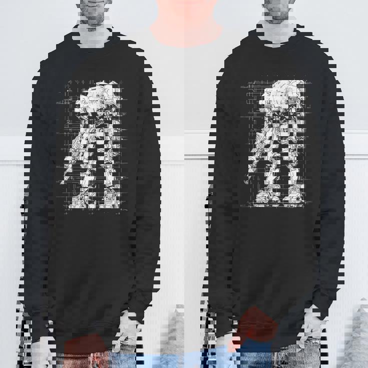 Mech Warrior Sketch Shirt Mighty Tech Robot Fighter Premium Sweatshirt Gifts for Old Men