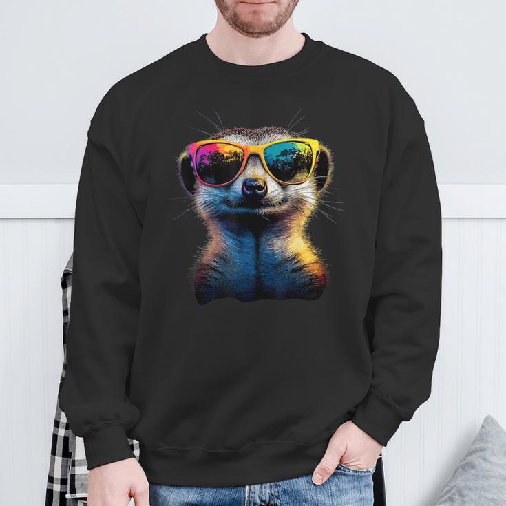 Meerkat With Sunglasses Colourful Popart Cute Meerkat Sweatshirt Geschenke für alte Männer