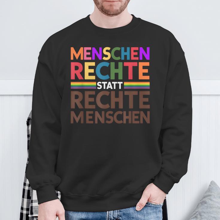 Menschenrechte Statt Rechte Menschen Regenbogen Spruch Sweatshirt Geschenke für alte Männer