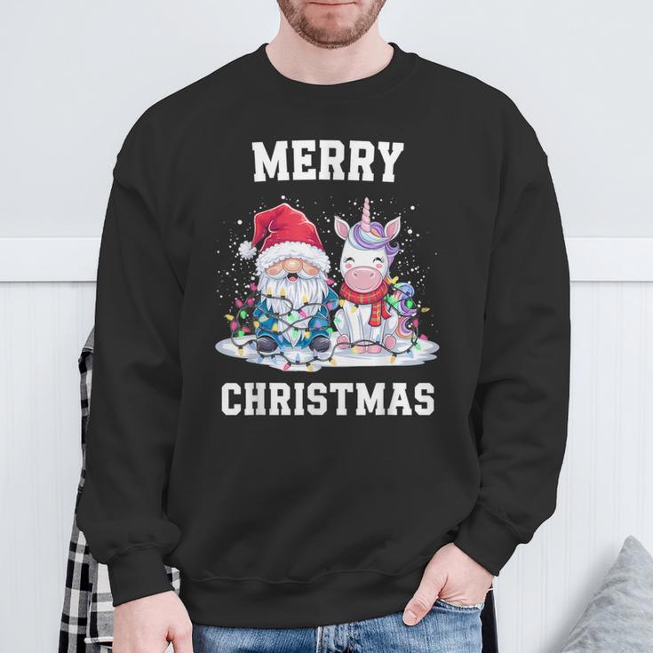 Merry Christmas Santa Hat Gnome Unicorn Xmas Party Christmas Sweatshirt Geschenke für alte Männer