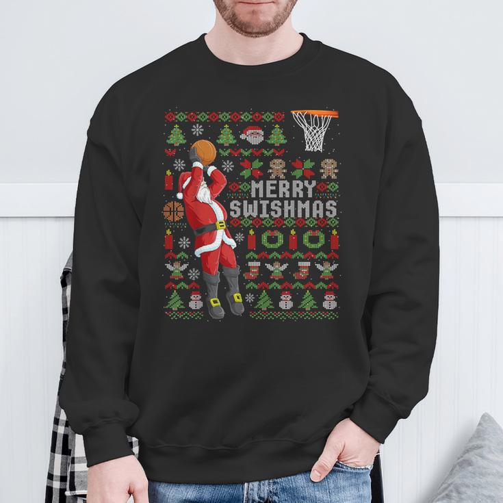 Merry Swishmas Ugly Christmas Basketball Christmas Sweatshirt Geschenke für alte Männer