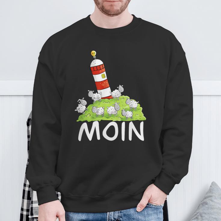 Moin North Sea Lighthouse Motif I North Sea Island Sheep Sweatshirt Geschenke für alte Männer