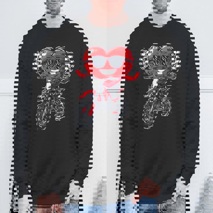 Motocross Heart Dirt Bike Valentines Day Motorcycle Boys Sweatshirt Gifts for Old Men