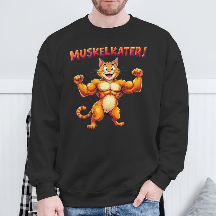 Muscle Soreness Cat Fitness With Cat Motif Sweatshirt Geschenke für alte Männer